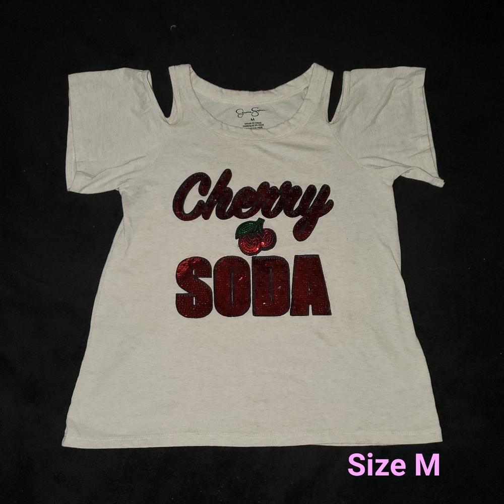Jessica Simpson cold shoulder cherry print shirt kids